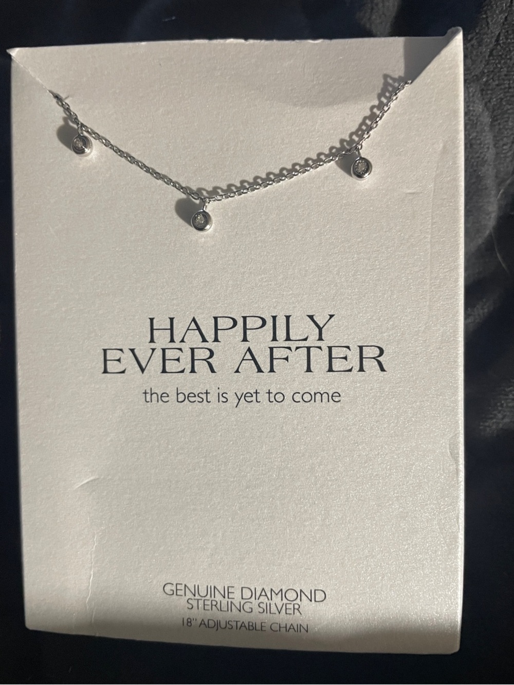 Sterling Silver Diamond Drop Necklace - Silver